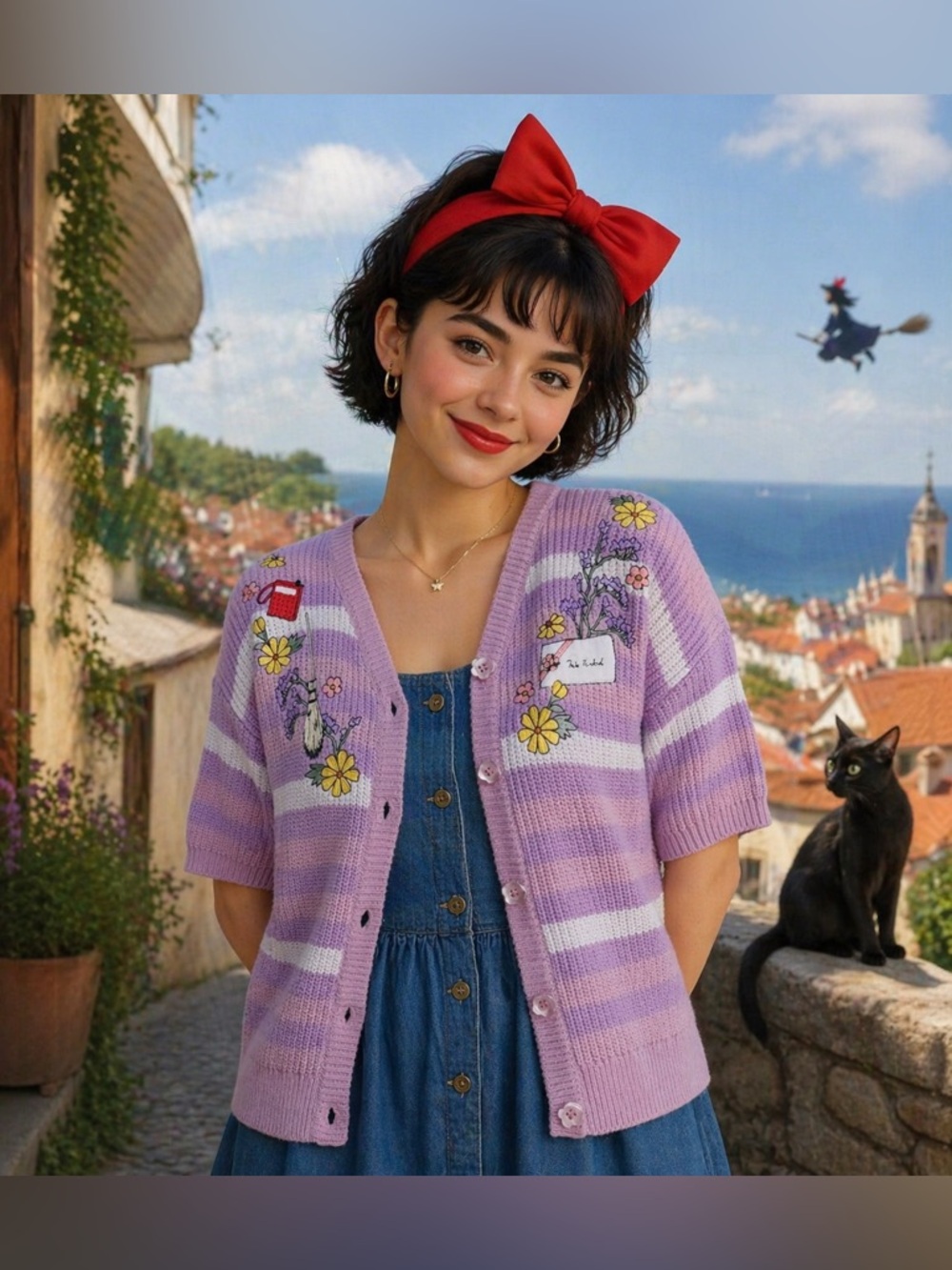 Studio Ghibli Kiki's Delivery Service Icons Short-Sleeve Cardigan